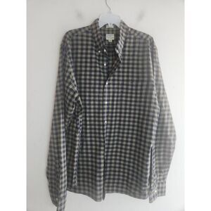 J.Crew Men "Secret Wash Shirting" Green Plaid Organic Cotton Button Up  Shirt XL